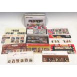 Modern unused postage stamps. Sets of Royal Mail commemoratives and themed stamps, with many 1st and