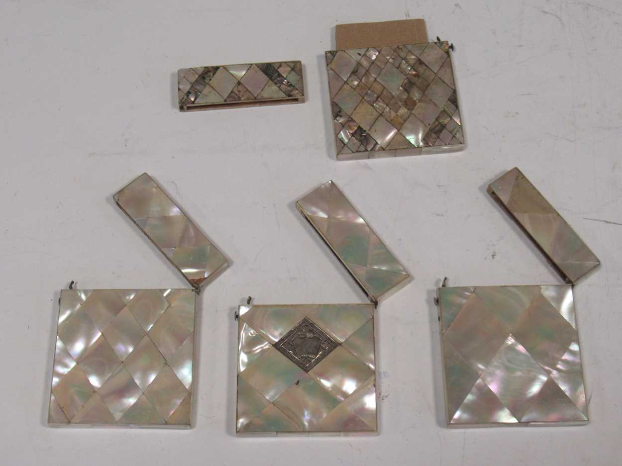 Four 19th century mother-of-pearl card cases - Image 2 of 3