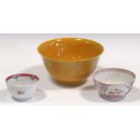 A Chinese mustard yellow ground bowl, in Kangxi style,