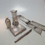 A silver fountain pen by Cross, together with an Italian metalwares card case stamped 925, a pair of