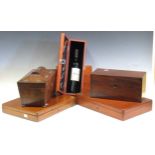 Mouton Cadet 2011 in gift box; 2 tea caddies and cased plated cutlery