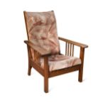 An Art Deco oak reclining armchair,