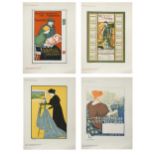 A group of four Art Nouveau lithographic posters, late 20th century,