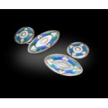 Liberty & Co., a pair of Art Nouveau silver and enamel cufflinks,