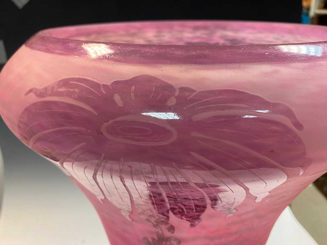 Charles Schneider for Le Verre Francais, a large Décor Dahlias pattern vase, circa 1920, - Image 9 of 11