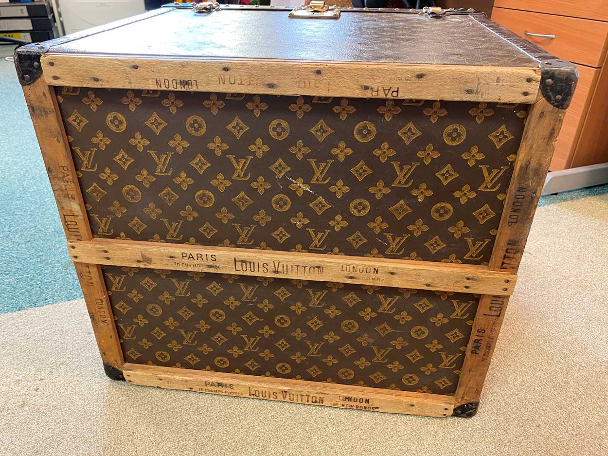 A Louis Vuitton lady's hat box or square steamer trunk, circa 1940s, - Image 17 of 23