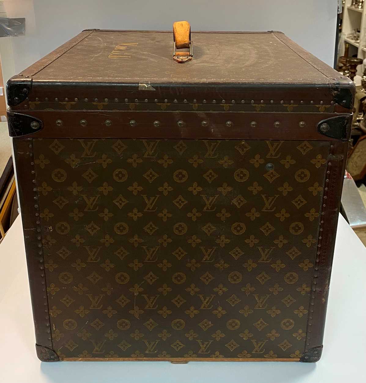 A Louis Vuitton lady's hat box or square steamer trunk, circa 1940s, - Image 9 of 23