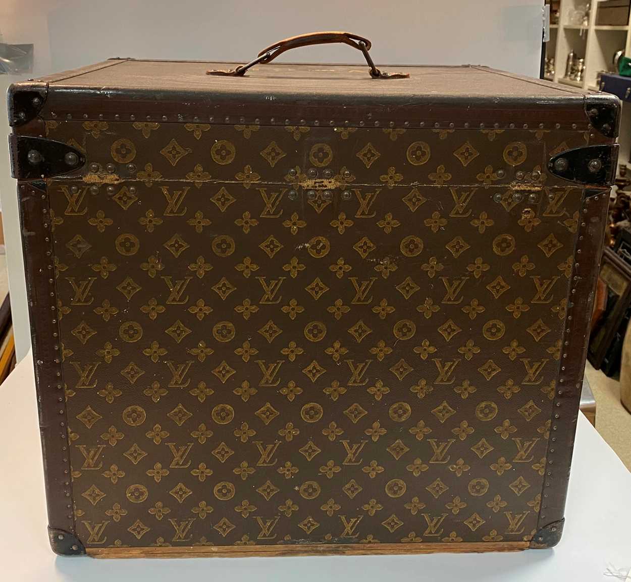 A Louis Vuitton lady's hat box or square steamer trunk, circa 1940s, - Image 12 of 23