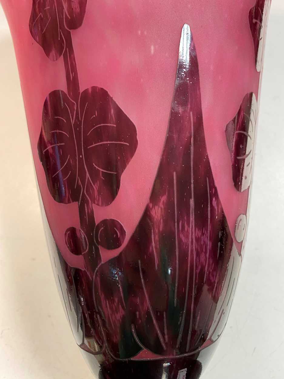 Charles Schneider for Le Verre Francais, a large Décor Dahlias pattern vase, circa 1920, - Image 3 of 11