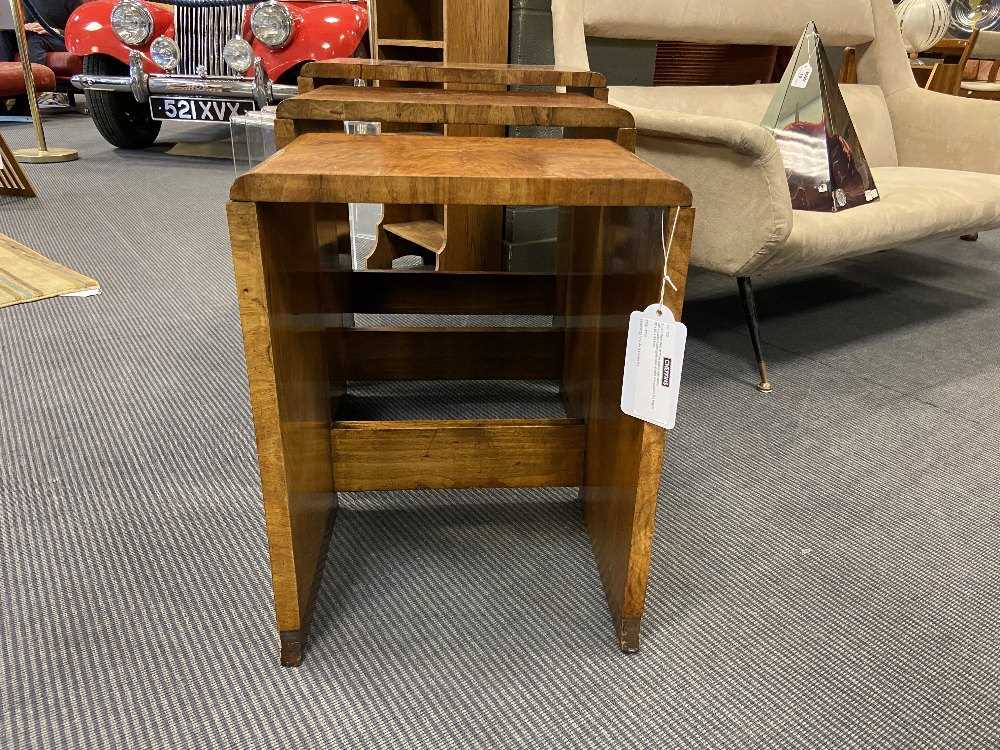 An Art Deco nest of three walnut side tables, - Image 8 of 10