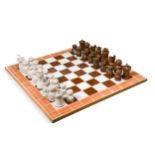 A studio pottery chess set and board,