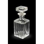 A Mappin & Webb silver mounted glass decanter,