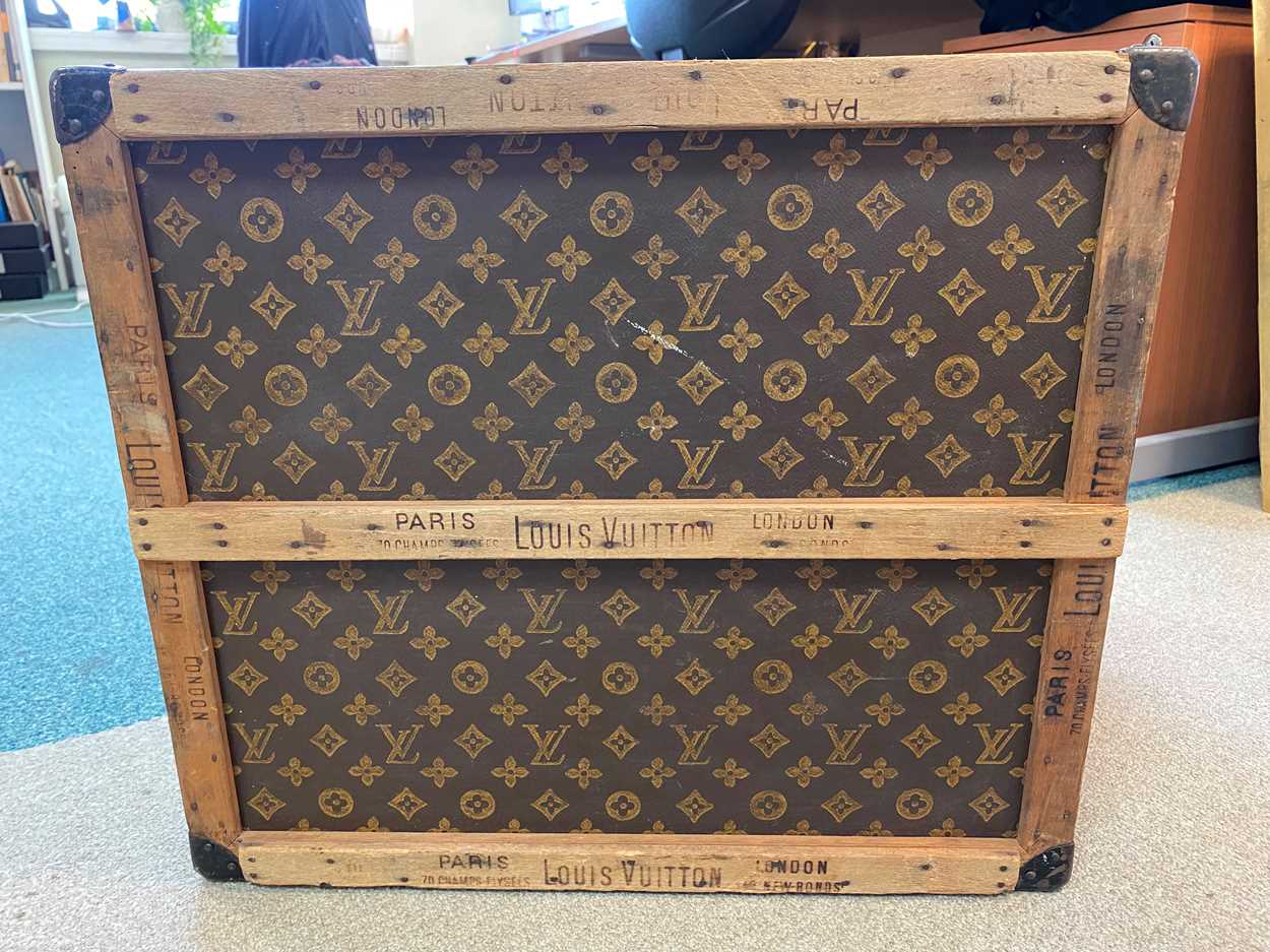 A Louis Vuitton lady's hat box or square steamer trunk, circa 1940s, - Image 16 of 23