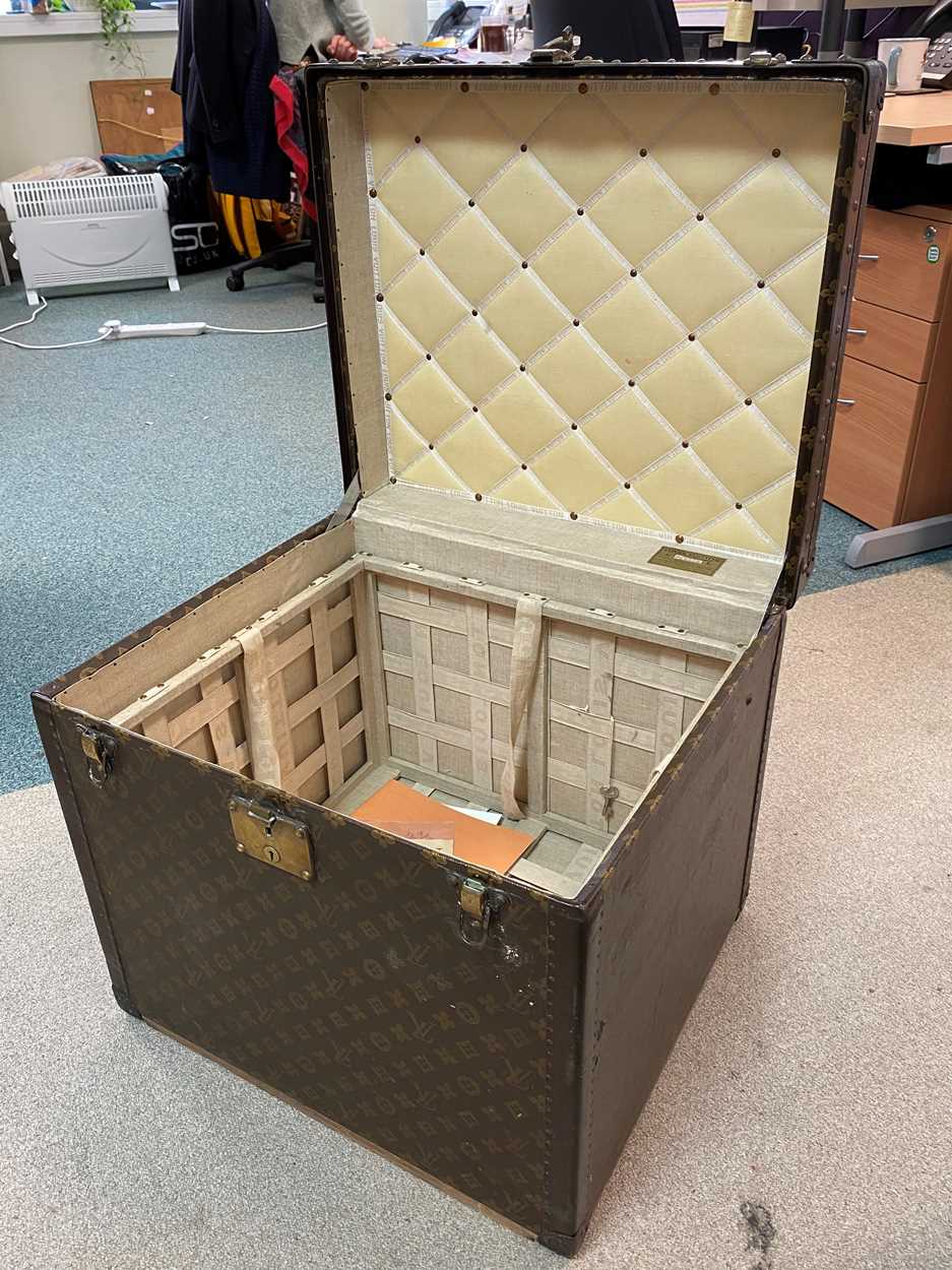 A Louis Vuitton lady's hat box or square steamer trunk, circa 1940s, - Image 18 of 23