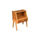 A mid-century sycamore and walnut bedside table, circa 1960,