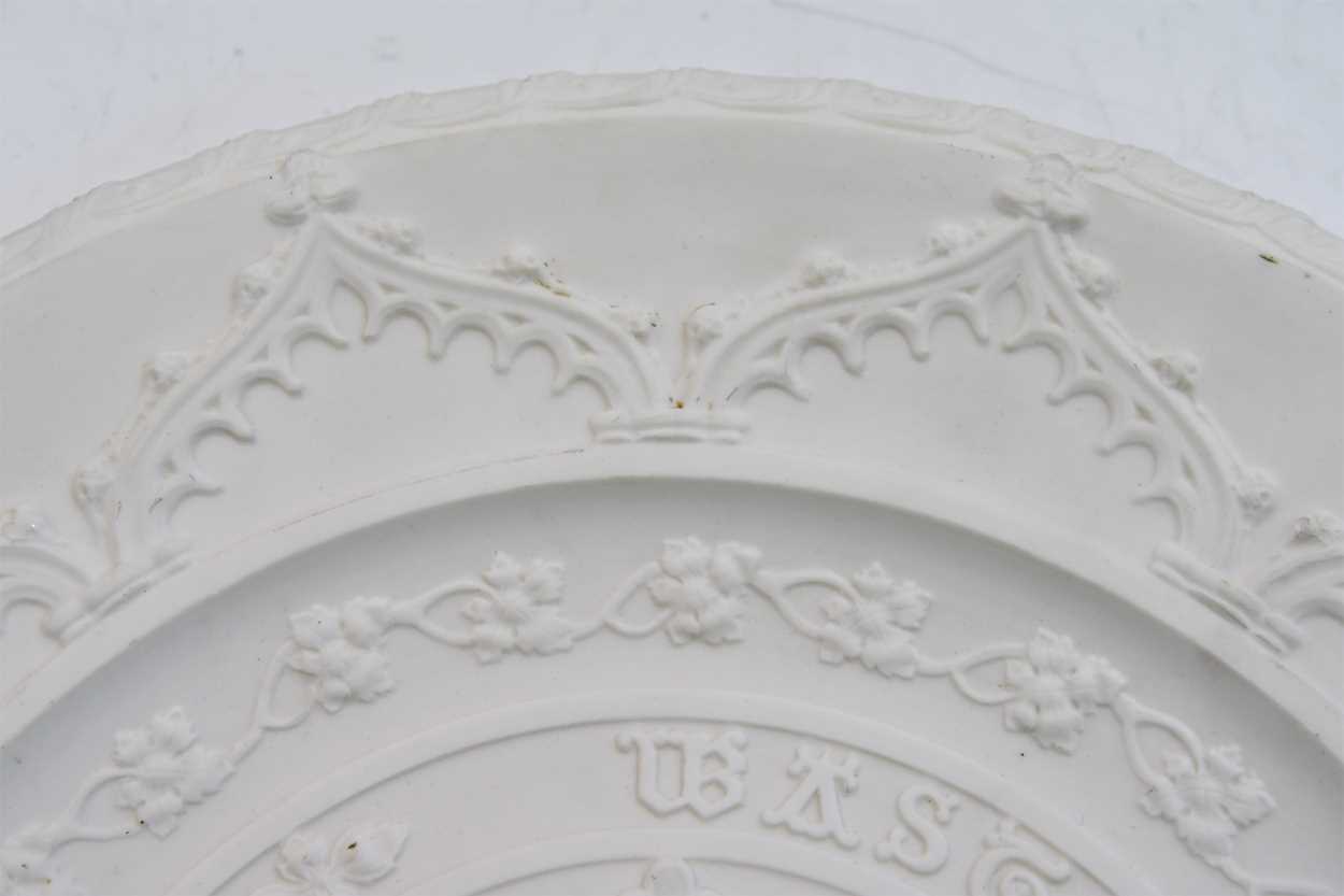 In the manner of A.W.N. Pugin, a W.H. Kerr & Co., Worcester Parian charger, - Image 6 of 6