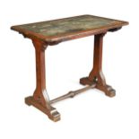 A Puginesque oak library table,