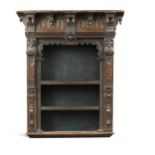 An oak hanging cabinet, early 17th century,