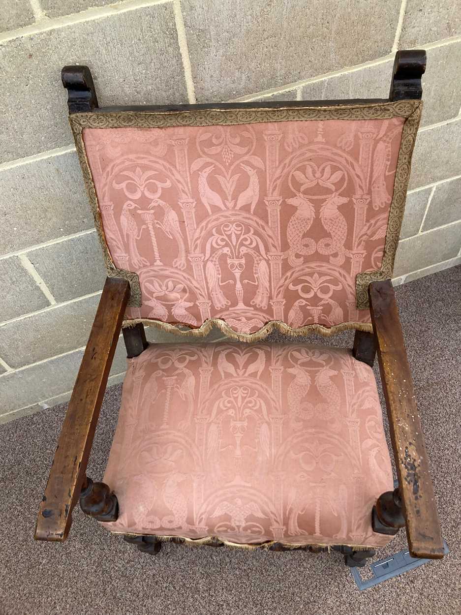 A pair of Italian walnut open armchairs, 18th/ 19th century, - Image 11 of 21