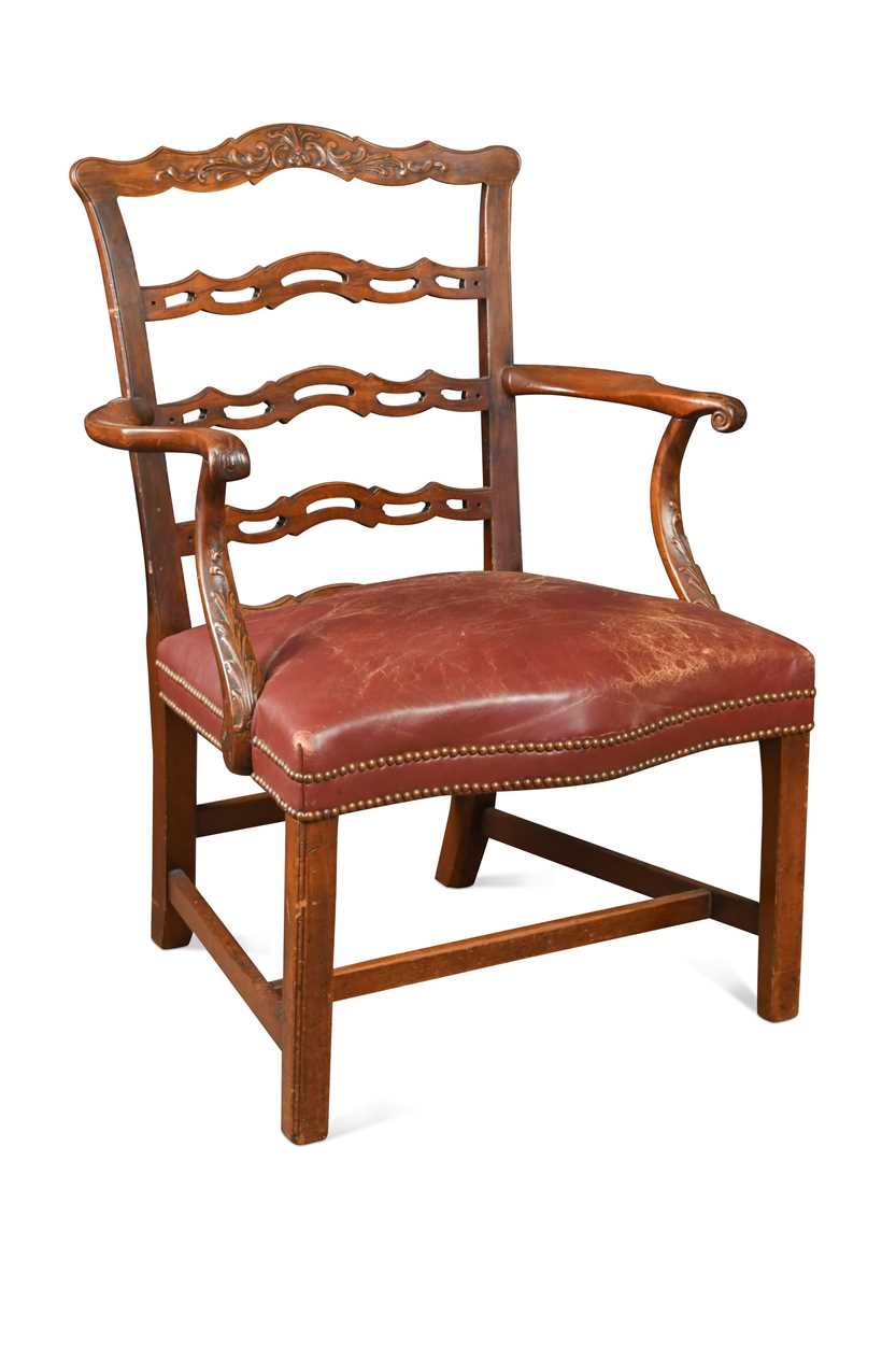 An early George III mahogany open armchair,