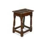 An oak joint stool, 17th century,