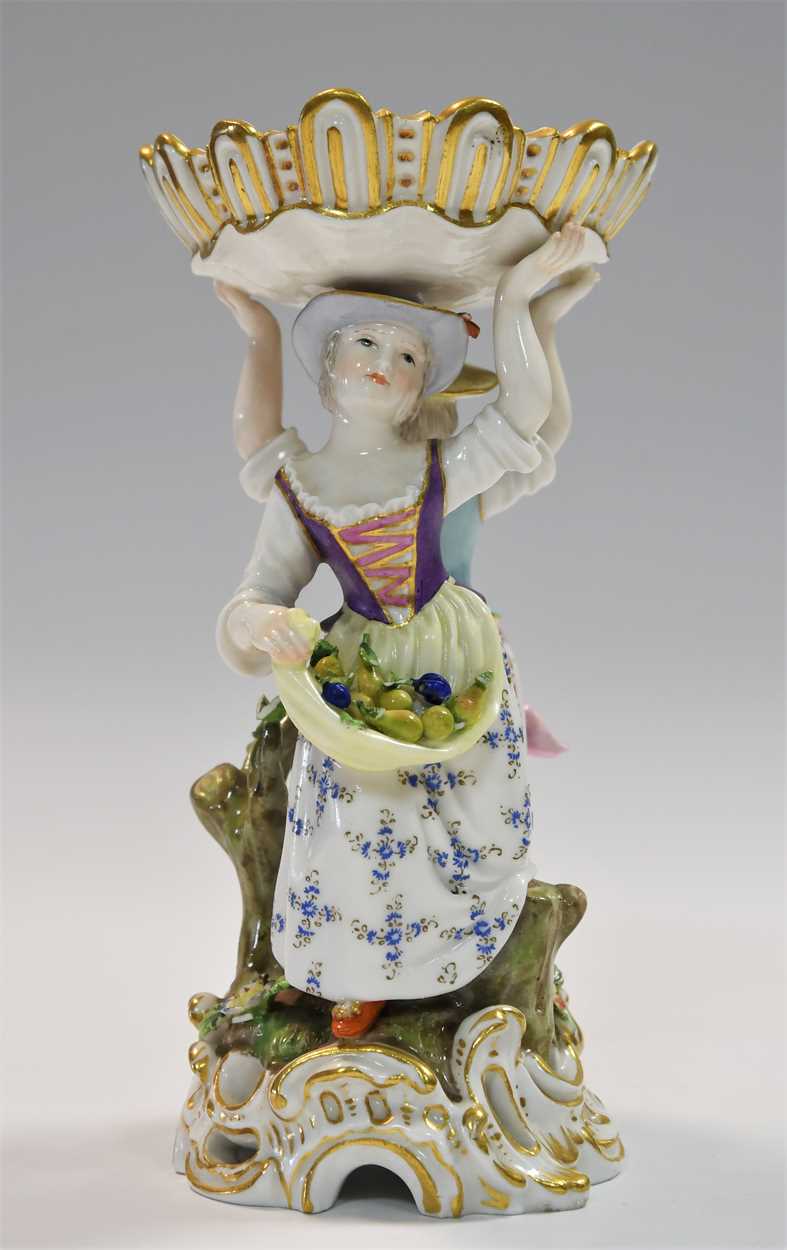 A pair of Meissen figural sweetmeats, late 19th/early 20th century, - Image 9 of 12