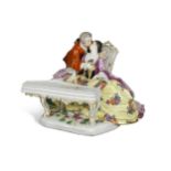 A Meissen group of lovers at a spinet, 20th century,