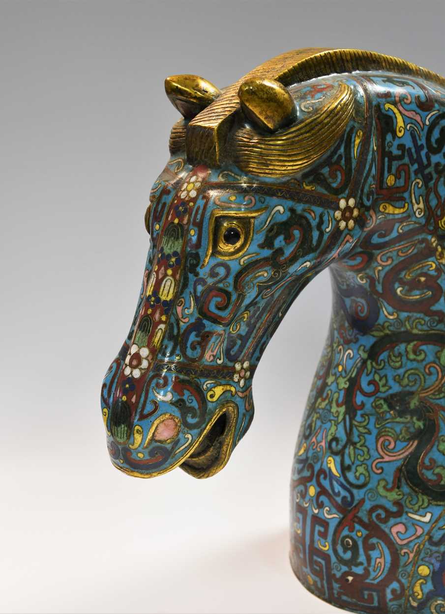 A Chinese cloisonne truncated horsehead, 20th century, - Image 5 of 9