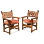 A matched pair of Spanish walnut chairs, 18th century,