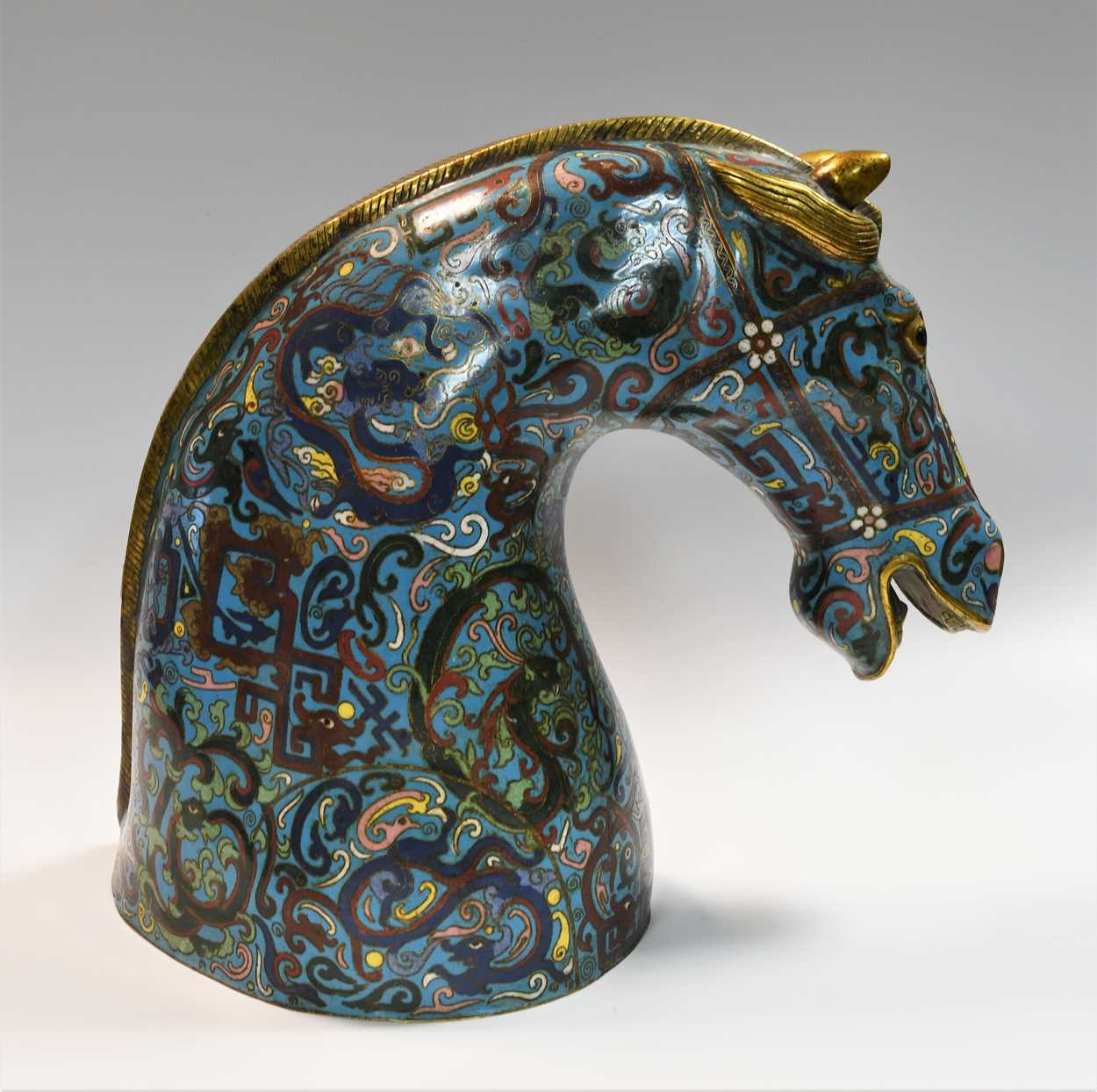 A Chinese cloisonne truncated horsehead, 20th century, - Image 2 of 9