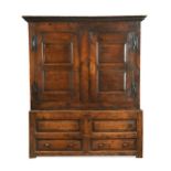A North Country oak livery cupboard, early 18th century,