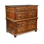 A walnut chest of drawers, late 17th century,