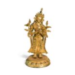 A Chinese gilt bronze figure of Tara,