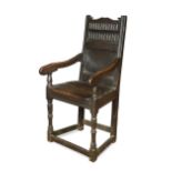 An oak wainscot chair, 17th century,