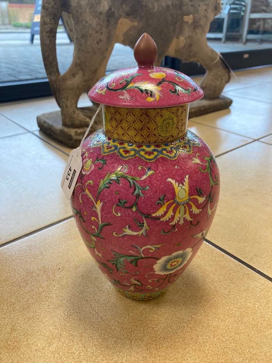 A Chinese famille rose porcelain vase and cover, - Image 16 of 19