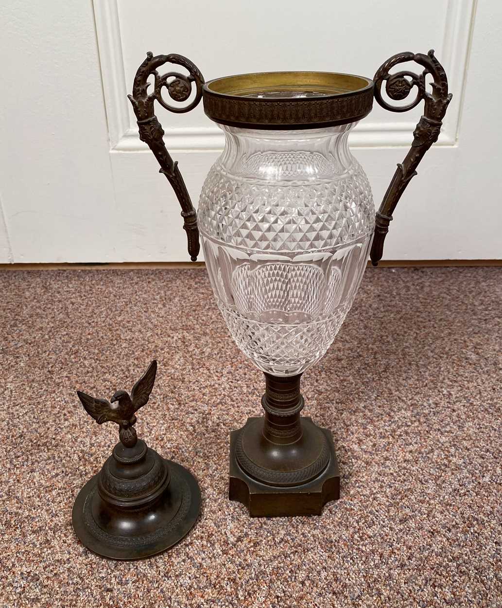 A pair of French cut glass and ormolu mounted pedestal vases and covers, 19th century, - Image 9 of 13