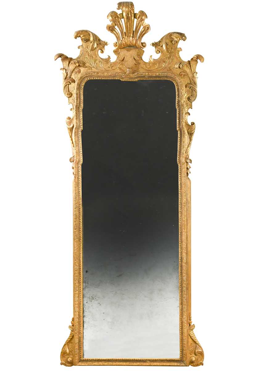 A George I giltwood pier mirror,