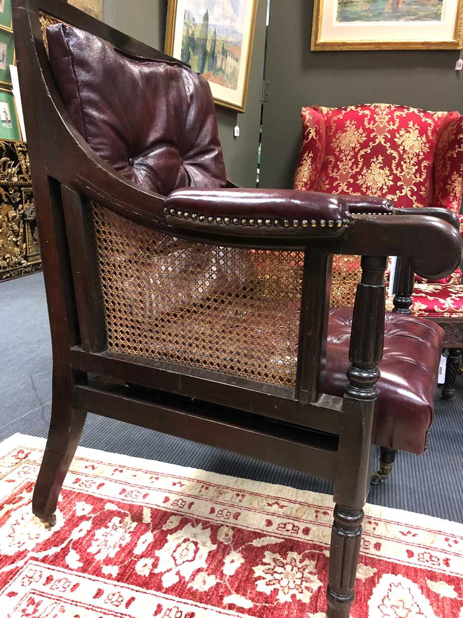 A caned mahogany bergère library armchair, 19th century, - Image 4 of 7