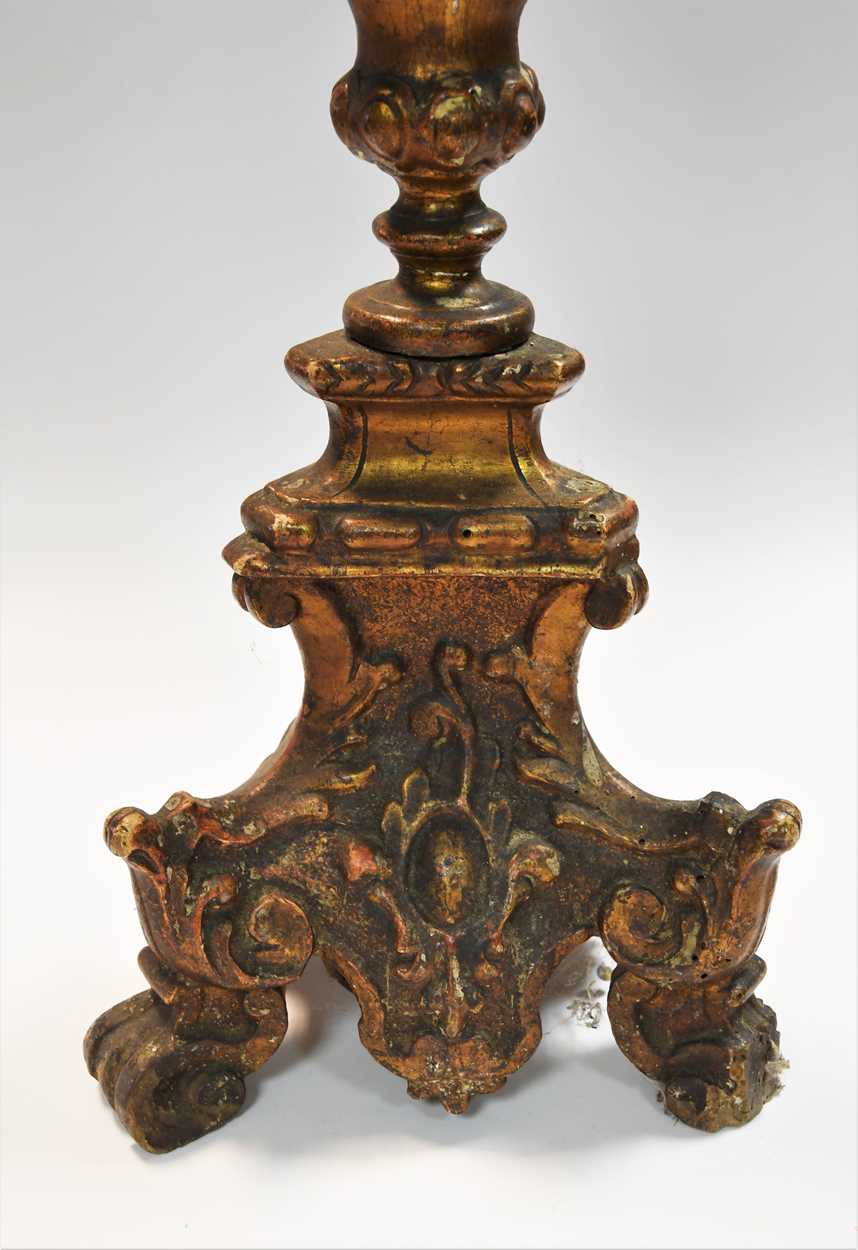 An Italian carved giltwood and gesso altar candlestick, 18th century, - Image 5 of 8