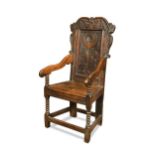 An oak wainscot chair, South Yorkshire, late 17th century,