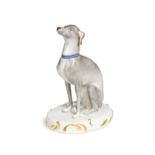 A Meissen model of a greyhound,