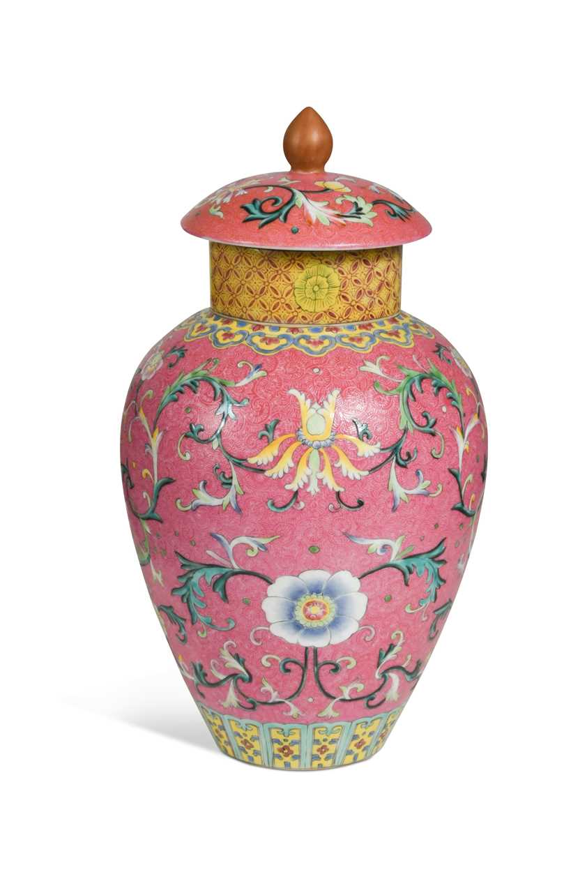 A Chinese famille rose porcelain vase and cover,
