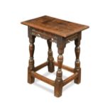 A oak joint stool, 17th century and later,