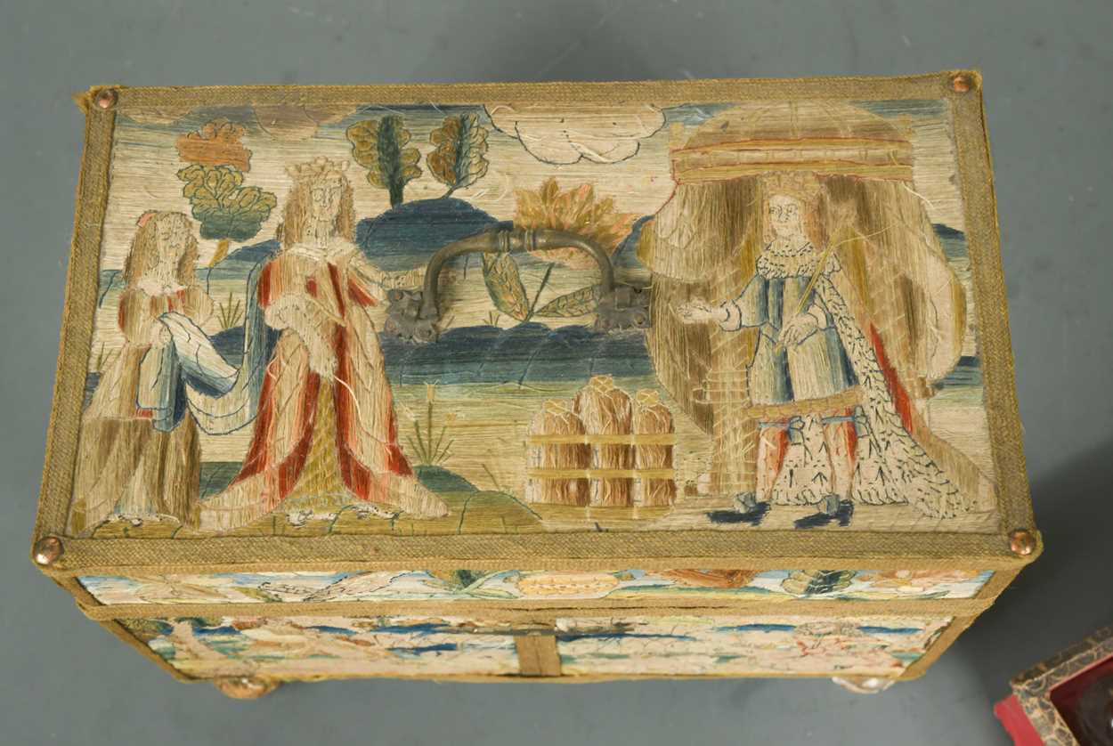 A Charles II stumpwork casket, - Image 3 of 22