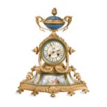A French ormolu and Sèvres style mantel clock, 19th century,