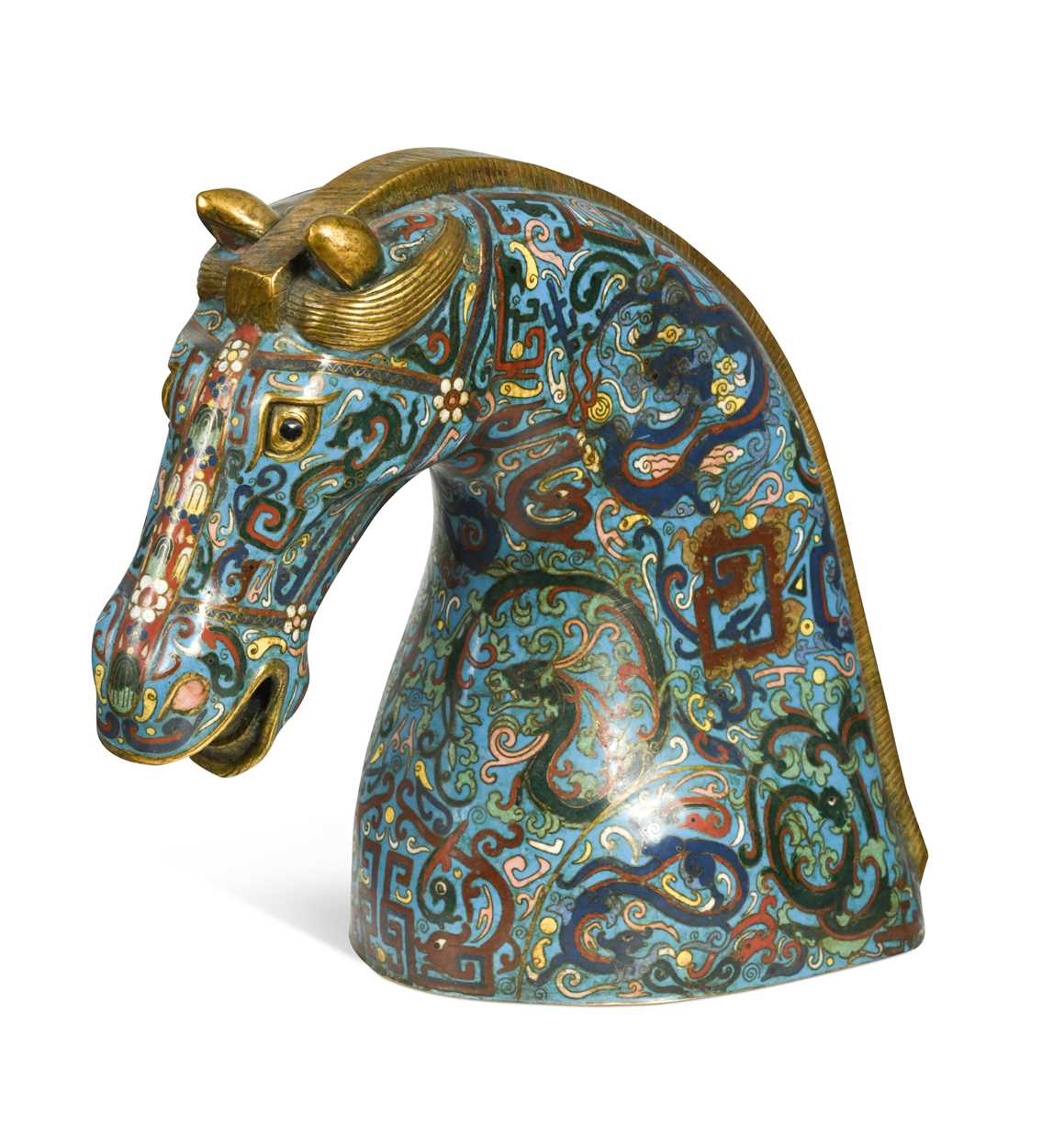 A Chinese cloisonne truncated horsehead, 20th century,