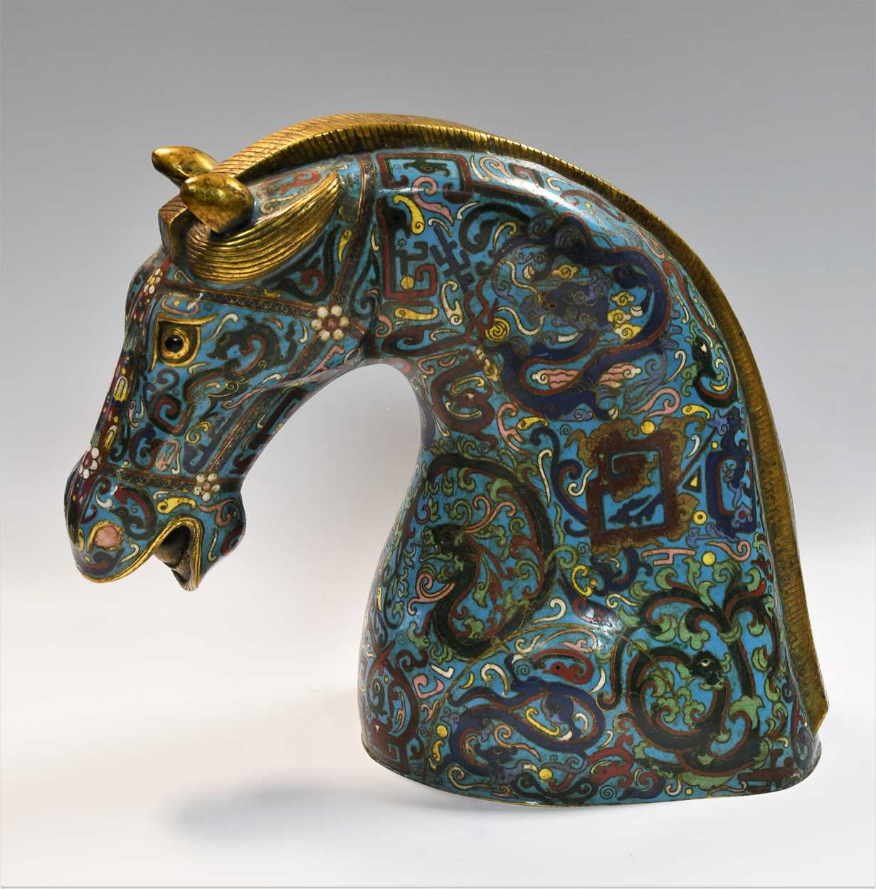 A Chinese cloisonne truncated horsehead, 20th century, - Image 4 of 9