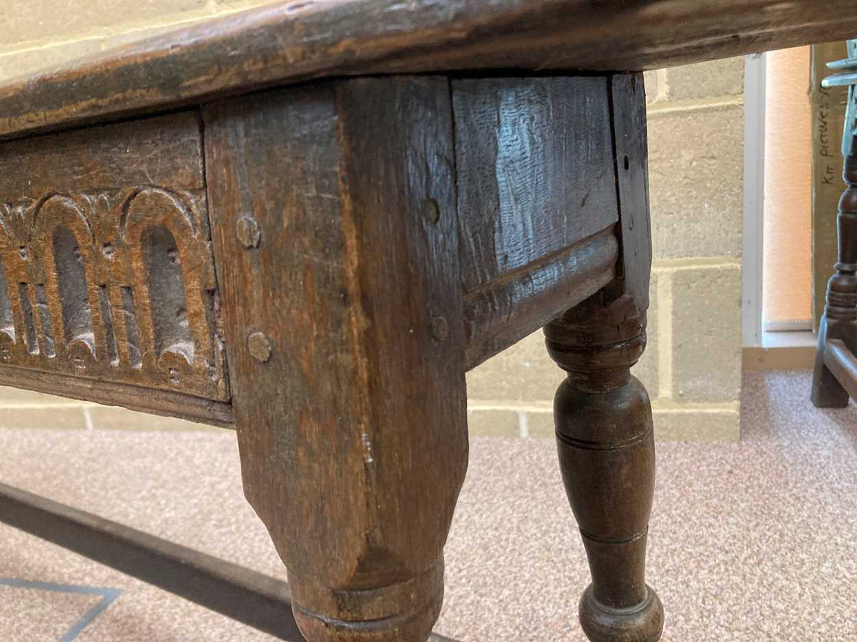 A carved oak bench, 17th century, - Image 3 of 20