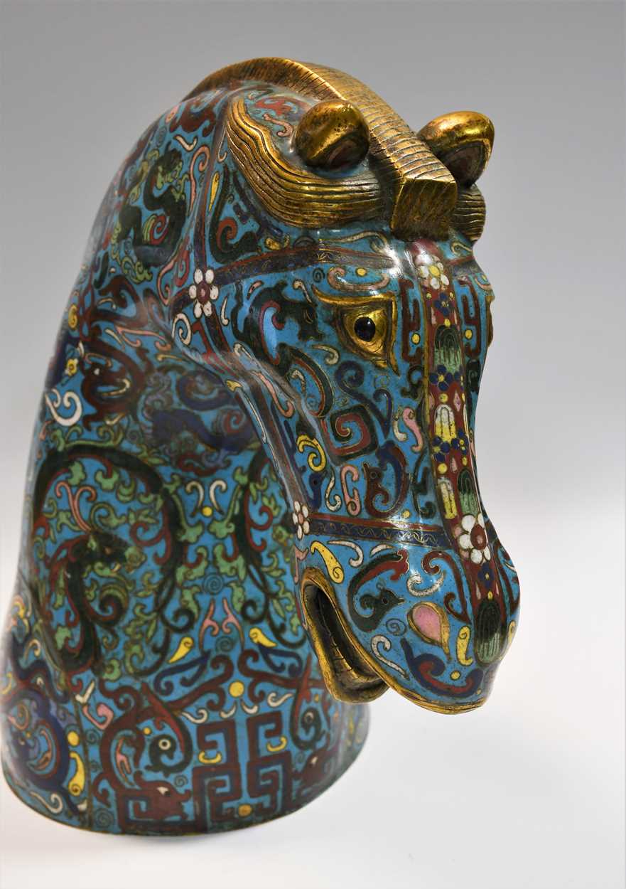 A Chinese cloisonne truncated horsehead, 20th century, - Image 3 of 9