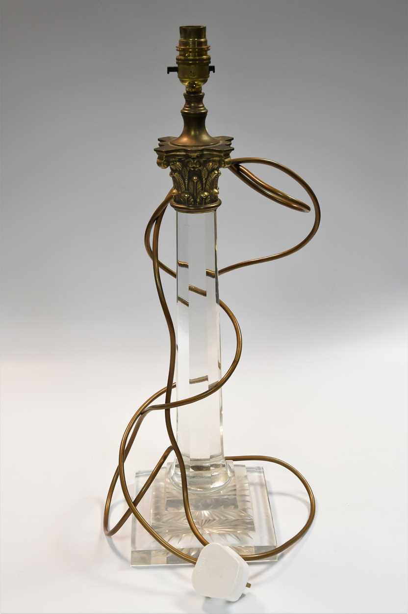 A pair of cut glass column table lamps, 20th century, - Image 2 of 5